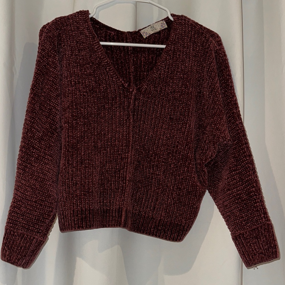Pink Rose V-Neck Sweater